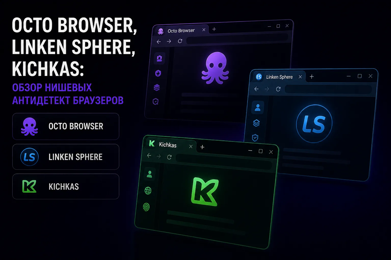 Octo Browser, Linken Sphere, Kichkas: обзор нишевых антидетект браузеров