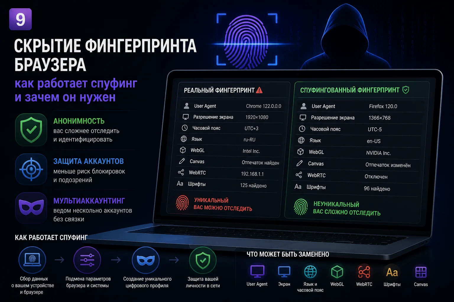 Скрытие фингерпринта браузера: как работает спуфинг и зачем он нужен